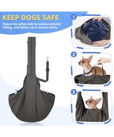 SlowTon Dog Carrier Sling for Small Dogs 8-15lbs - Adjustable Shoulder Strap Puppy Purse with Safety Belt and Front Zipper Pocket - Machine Washable - A-Grey - Buy Online on GoSupps.com