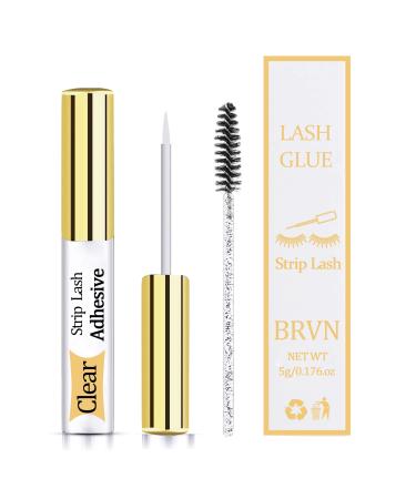 Clear Eyelash Glue for False Lashes Waterproof Eye Lash Glue Suitable for Sensitive Eyes Latex-Free Super Strong Hold Lash Adhesive 0.176oz(Clear)