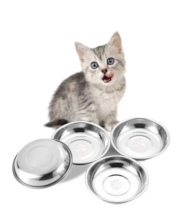 VENTION Shallow Cat Food Bowls, Replacement Stainless Steel Cat Bowls for Elevated Stand, Whisker Fatigue Cat Bowls, Metal Cat Dishes, Dishwasher Safe, Basic Bowls for Cat SET OF 4 5 7/10 Inch-Outer Dia.