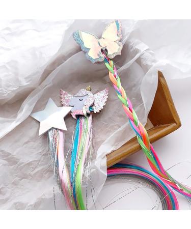 VEGCOO 4 Pieces Kids Hair Extension Rainbow Princess Unicorn Hair Clips Children Highlights Neon Colors Hairpin for Girls Princess Birthday Party Daily - Buy Online on GoSupps.com
