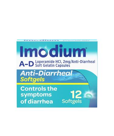 Imodium A-D Anti-Diarrheal Medicine Softgels, 2 mg Loperamide Hydrochloride, 12 ct.