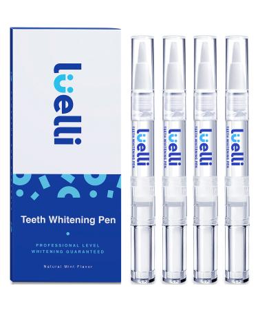 LUELLI Professional Teeth Whitening Pen for a White Smile - 4 Tooth Stain Remover Gel Pens with 35% Carbamide Peroxide - Home Dental Products for Sensitive Teeth
