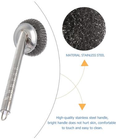 Luxshiny Stainless Steel Scourers with Handle Kitchen Steel Wool Scrubber Dish Scrubber Brush Kitchen Cleaning Brush Wok Brush for Dishes Pots - Buy Online on GoSupps.com