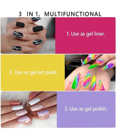 White Gel Liner Nail Art - Classic Color Nail Art Gel Liner Nail Polish - Multi Manicure Painted White French Tip Nail Design - Built-In Thin Brush for Swirl Nail Liner Draw - Buy Online on GoSupps.com