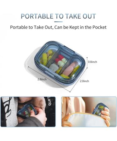 3 Compartment Pill Box - Moisture Proof Travel Organizer for Vitamins & Supplements | Portable Daily Medicine Case - Buy Online on GoSupps.com
