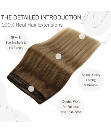 Hetto Balayage Hair Extensions - Real Remy Hair Weft #6/8/14 - 30cm 70g - Medium Brown to Dark Blonde - Buy Online on GoSupps.com