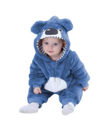 Doladola Unisex Baby Spring Autumn Animal Romper Baby Boys Girls Flannel One Piece Pyjamas 18-24 Months Bluekoala