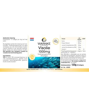 Fish Oil 1000mg - 90 soft capsules - 30% Omega 3 (EPA and DHA) | Warnke Vitalstoffe - Quality from German pharmacies - Buy Online on GoSupps.com