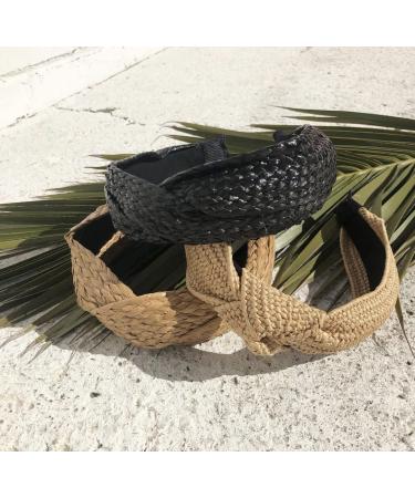 Boho Chic Huachi Straw Headbands for Women - Wide Knotted Hair Bands for Summer Fashion | Beach Hair Accessories - Buy Online on GoSupps.com