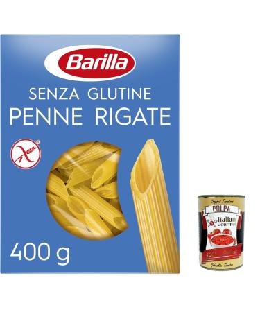 Italian Gourmet E.R. Barilla Penne Rigate Gluten Free Pasta 400g + Italian Gourmet Pulp 400g (Pack of 20)