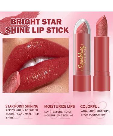 Shimmering Lipstick Stick - Shimmering Lip Color Makeup 6X Waterproof Metallic Lip Paint | Hydrating Glossy Texture Lipstick High Pigment Shine Finish Bold Lip Look - Buy Online on GoSupps.com