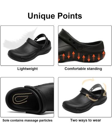 Haifago Men's Non-Slip Waterproof Clogs - Comfortable Nurse & Chef Shoes for All-Day Standing - Oil-Proof Work Shoes for Food Service - Size 7 Wide, Black - Buy Online on GoSupps.com