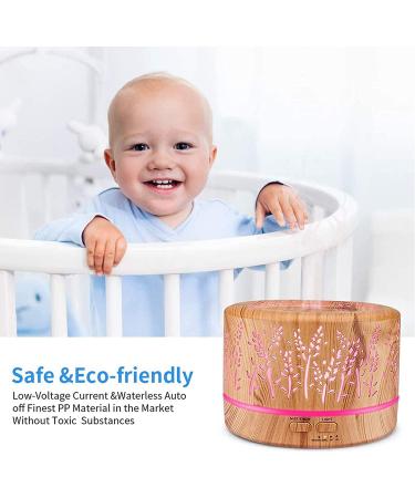 500ml Premium Essential Oil Diffuser | Aromatherapy Humidifier with Timer | Auto-Off Safety Switch | 7 Colors Ultrasonic Cool Mist | Home Office Room Wood Grain - Buy Online on GoSupps.com
