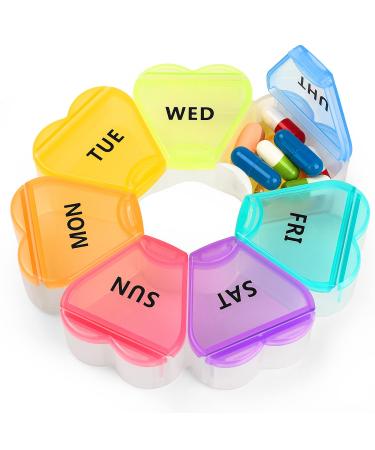 Cute Weekly Pill Organizer,Large Pill Box 7 Day,Portable Pill Case for Travel,XL Daily Medicine Organizer for Vitamins,Fish Oils,Supplements