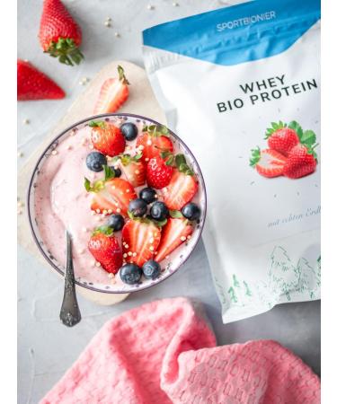 Organic Whey Protein Powder Strawberry 500g | 100% Natural 2 Ingredients No Additives High-Quality Protein Made in Austria - Buy Online on GoSupps.com