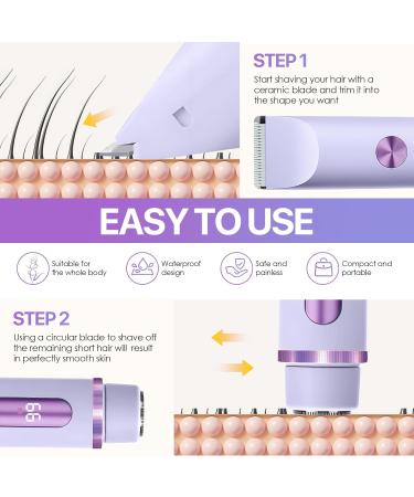 2in1 Electric Intimate Shaver for Women Bikini Trimmer Waterproof Wet and Dry Shaver for Body and Face Purple Lilac - Buy Online on GoSupps.com