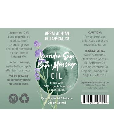 Lavender Sage Bath & Body Oil - Nourishing Lavender Body Oil for Skin & Massage - 4 fl oz Natural After Shower Moisturizer - Buy Online on GoSupps.com
