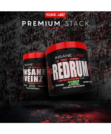 Insane Labz Redrum High Stim Pre Workout NO Booster Powder - Devil's Blood Black Cherry - 25 Servings - Buy Online on GoSupps.com
