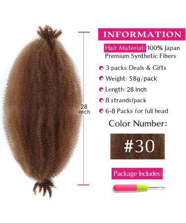 Springy Afro Twist Hair 28 Inch Cuban Twist Hair 3 Packs Marley Twist Braiding Hair Pre-separated Spring Twist Hair Wrapping Hair for Soft Locs Cuban Twist Crochet Hair for Women (28Inch-3Pcs-30#) - Buy Online on GoSupps.com