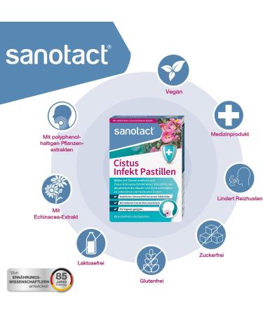 Sanotact Cistus Infect Pastilles - Cistus-Echinacea Lollipops for Virus & Bacteria Defense - 180 Pack (6 x 30) - Relief for Cough & Irritation - Fruit Mint Flavor - Buy Online on GoSupps.com