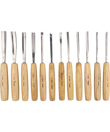 Schaaf Wood Carving Tools Set - 12 Chisels with Canvas Case | CR-V 60 Steel Blades | Woodworking Chisel Set for Beginners & Pros - Buy Online on GoSupps.com