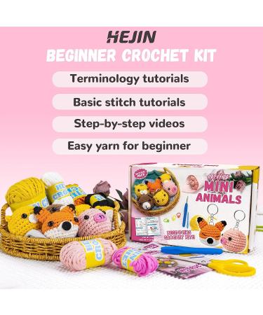 HEJIN Crochet Kit for Beginners - 6 PCS Animal Kit with Video Tutorials, Yarn, Eyes, Stuffing, Hook - Perfect Gift for Kids & Adults - Buy Online on GoSupps.com