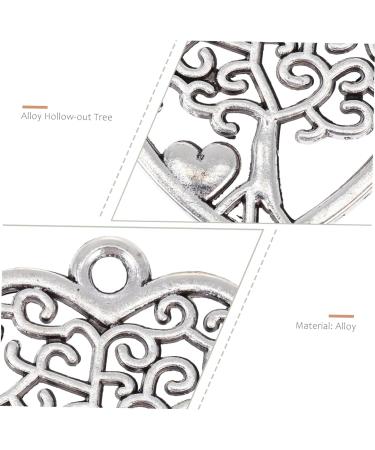 50pcs Pendant Jewel Earrings Heart Earring Retro Charms Alloy Hanging Ornaments Key Chain Hollow Out 1.8X1.7cm Silver - Buy Online on GoSupps.com