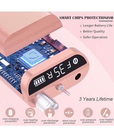 Kredioo 350000RPM Rechargeable Nail Drill for Acrylic Gel Nails - Salon Quality Electric File Manicure Tool with 10 Bits - Rose Gold - Buy Online on GoSupps.com