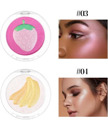 Highlighting Powder - Sculpting Illuminating Shimmer Makeup Powder 4 Shades for Multi-Use Eyes Cheeks Brows Lips 0.22OZ/9g (04#Banana) - Buy Online on GoSupps.com