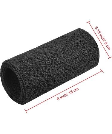 6 Inch Black Athletic Wristbands - Elastic Sweatband for Gymnastics, Tennis & Outdoor Activities - Buy Online on GoSupps.com