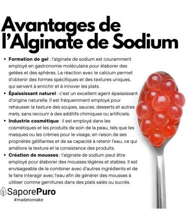SaporePuro Alginate de Sodium en poudre 200 g paississant G lifiant et Stabilisant Alimentaire Id al pour la Cuisine Mol culaire Sans Gluten - Buy Online on GoSupps.com