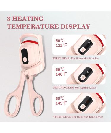 Shop Heated Eyelash Curler | Temperature Display 3 Modes & Separator Tool | Rechargeable Pink Kit for Stunning Lashes - Buy Online on GoSupps.com