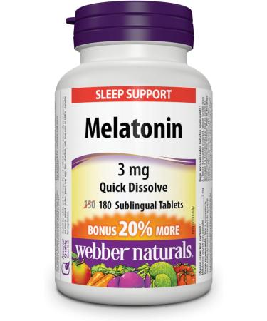 Webber Naturals Melatonin 3 mg 180 Quick Dissolve Tablets For Sleep Support Vegetarian & Vitamin D3 1000 IU 260 Tablets For Healthy Bones Teeth and the Maintenance of Good Health - Buy Online on GoSupps.com