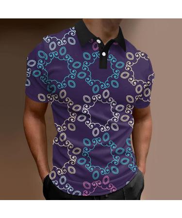 Men's Fashion Spring/Summer Casual Short Sleeve Polo Shirts | Yellow & Navy Blouse XL | Trendy Printed T-Shirts for Men - Buy Online on GoSupps.com