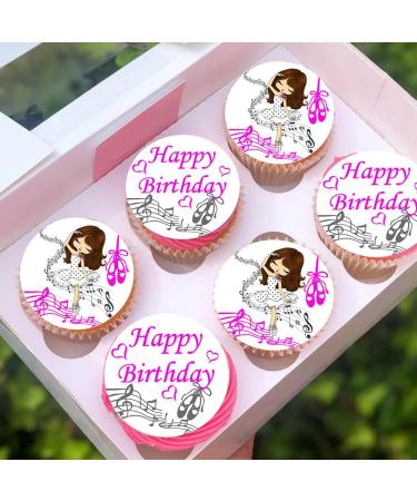 24 x Pre-Cut Happy Birthday Ballerina s1 Edible Stand up Wafer/Rice Paper Cupcake Cake Dessert Toppers Birthday Party Girl Woman Decorationss (Style 1) - Buy Online on GoSupps.com