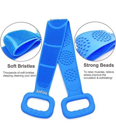 2 Pcs Sofine Silicone Bath Scrubber with Massage Beads & Soft Bristles - Exfoliating Back Body Brush Set for Gentle Cleansing and Relaxation - Buy Online on GoSupps.com
