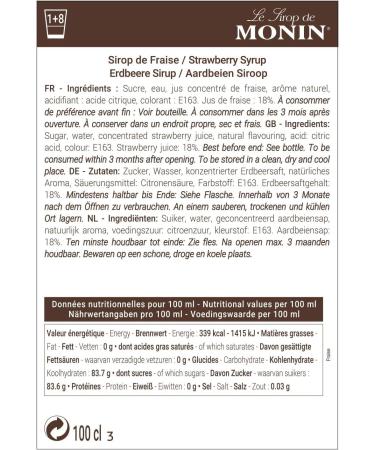 Monin Coffee Syrup Strawberry 1L for Coffee and Cocktail | Premium with Natural Flavours and Colourings | Vegan-Friendly | Includes Jaspem Drink Recipe eBook - Buy Online on GoSupps.com
