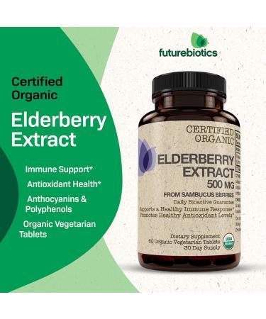 FutureBiotics Elderberry Extract 500 mg | 60 Organic Vegetarian Tablets for Immune Support - Buy Online on GoSupps.com