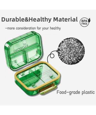 Weekly Pill Organizer - 7 Compartment Portable Moisture-Proof Travel Case for Vitamins Supplements & Medication - Green - Buy Online on GoSupps.com