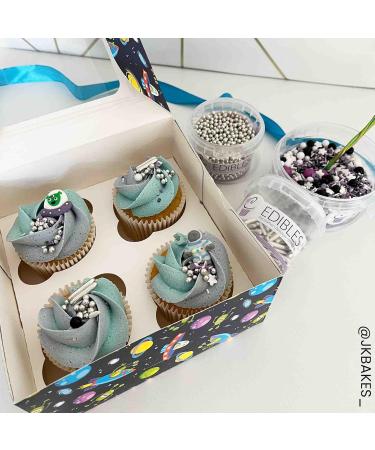 Purple Cupcakes Sprinkles Pearls 4mm - METALLIC SHINY SILVER - Cake and Cupcake Sprinkles for Birthdays Weddings and all occassions 4mm 4mm - Metallic Silver - Buy Online on GoSupps.com
