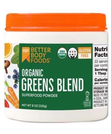 BetterBody Foods Organic Greens Blend (8 oz) | Superfood Powder for Nutrition & Smoothie Booster