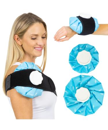 Arctic Flex Ice Bags for Injuries Reusable (2 Pack) - Cold Injury Hot Water Physical Therapy Pain Relief Pouch for Knee  Muscle Aches  Sprain  Bruises  Cramps  Swelling - Compression Strap 2 Count (Pack of 1) Blue