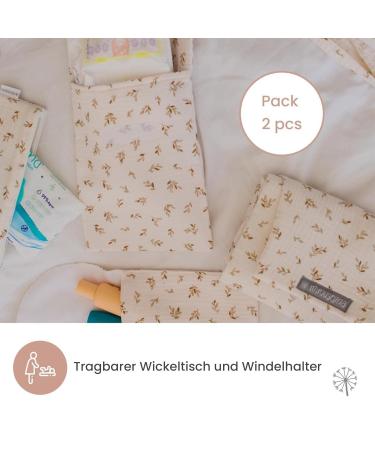 Mimuselina 2 Pack: Portable Baby Changing Pad & Diaper Bag - Foldable Water-Repellent Ecru | Ideal for On-the-Go Parents - Buy Online on GoSupps.com