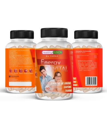 Healthy Fusion Energy Vital | Effective Energizing and Anti-Fatigue Formula | Eleutherococcus + Taurine + Caffeine | 100% Natural Stimulating | Improves and Stimulates Muscle Performance | 60 Cape - Buy Online on GoSupps.com