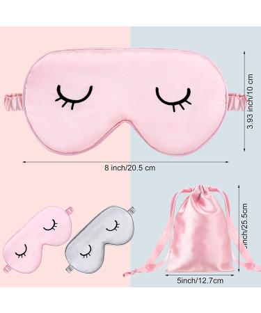 Kids Silk Sleep Eye Masks Set - Adjustable Eyeshade Cover for Ages 12+, Pink & Gray (4-Piece Set) - Buy Online on GoSupps.com