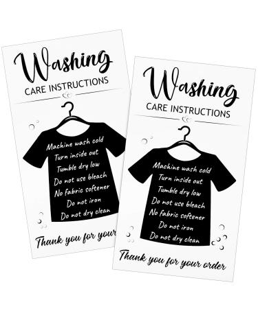 Zonon 100 Pieces Black T-Shirt Washing Instructions Cards Shirt Care Instructions Cards with Shirt Graphic Customer Direction Cards Clothing Package Insert Cards for Small Business Online Shop Owner