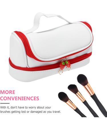 Uonlytech Double Layer Makeup Bag for Women - Strawberry Zipper Cosmetic Organizer - Stylish Travel & Cultural Bags - Buy Online on GoSupps.com