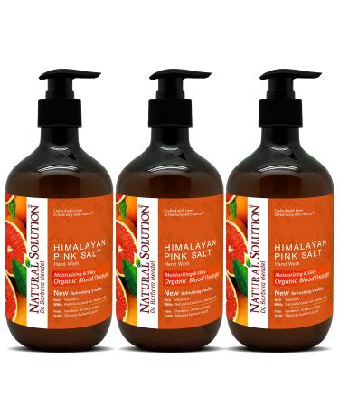 Natural Solution Hand Wash, enriched with moisturizing blood orange and Himalayan pink salt, comes in a 14 oz bottle (Pack of 3) for gentle cleansing and hydration