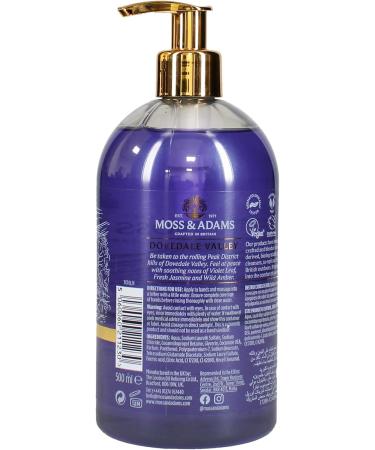 Moss & Adams Antibacterial Vegan Handwash - Dovedale Valley Violet 500ml - Buy Online on GoSupps.com
