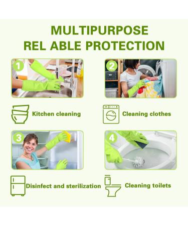 COMNICO 15 Extra Long Rubber Cleaning Gloves - Waterproof, Non-Slip, Reusable for Kitchen & Bathroom - Grippy Latex Supplies - 1 Pair (Green) - Buy Online on GoSupps.com